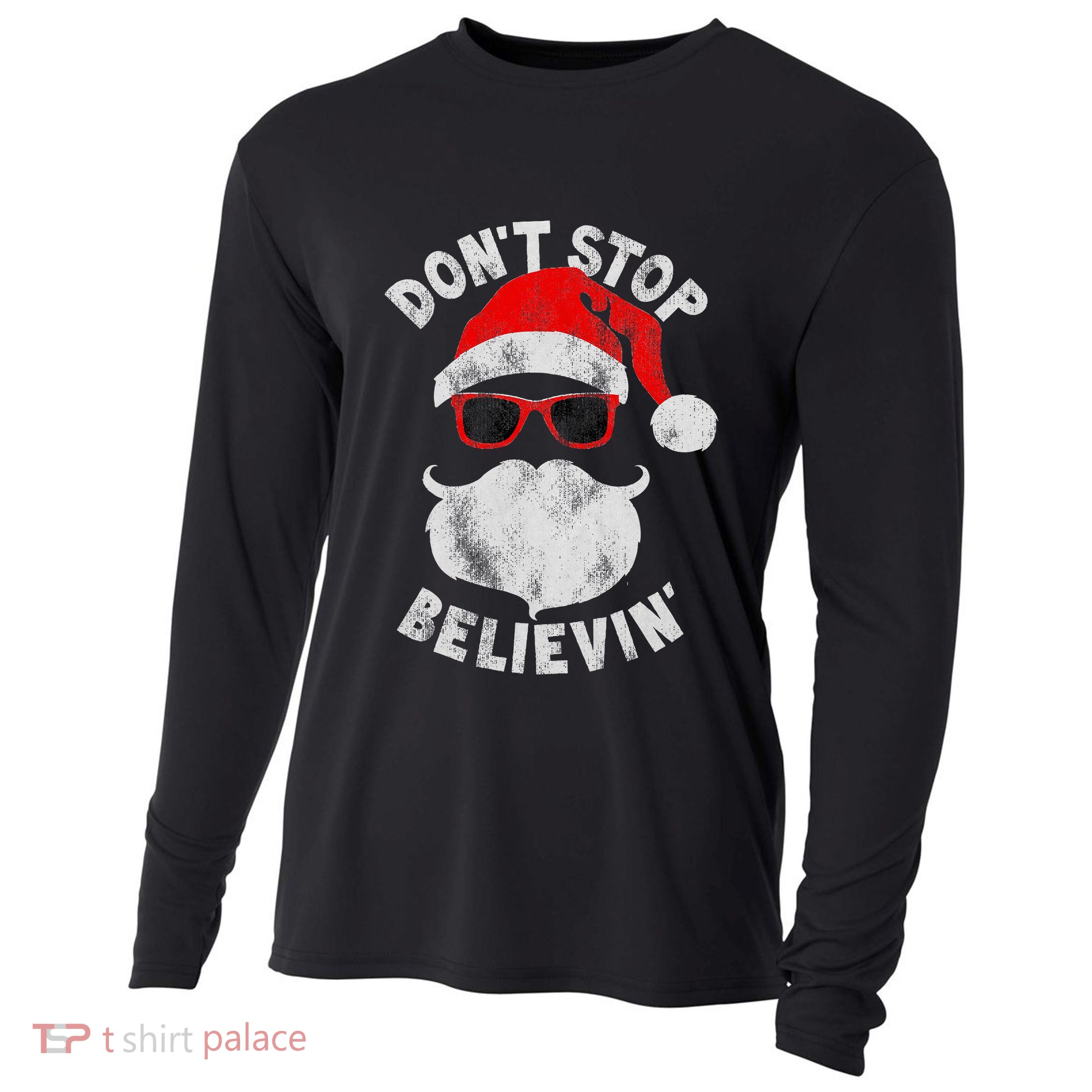 DonT Stop Believing Santa Cool Glasses Christmas Cooling Performance Long Sleeve Crew