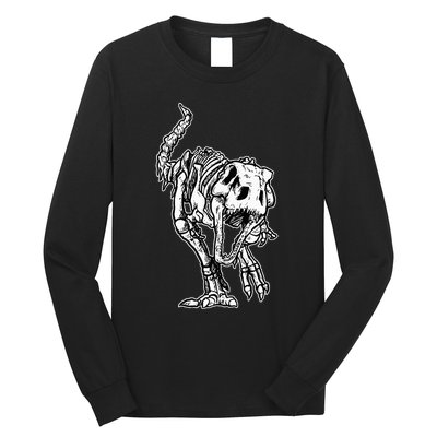 Dino Skeleton Bones Fossil Paleontologist Dinosaur T Rex Long Sleeve Shirt