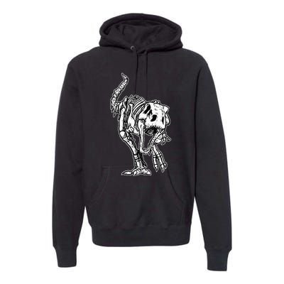 Dino Skeleton Bones Fossil Paleontologist Dinosaur T Rex Premium Hoodie