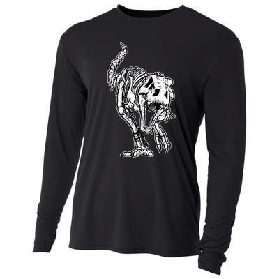 Dino Skeleton Bones Fossil Paleontologist Dinosaur T Rex Cooling Performance Long Sleeve Crew