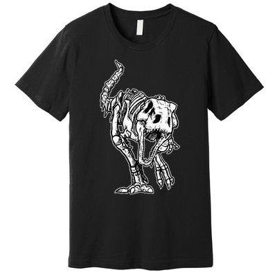 Dino Skeleton Bones Fossil Paleontologist Dinosaur T Rex Premium T-Shirt