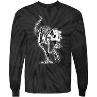 Dino Skeleton Bones Fossil Paleontologist Dinosaur T Rex Tie-Dye Long Sleeve Shirt