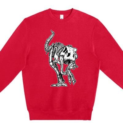 Dino Skeleton Bones Fossil Paleontologist Dinosaur T Rex Premium Crewneck Sweatshirt