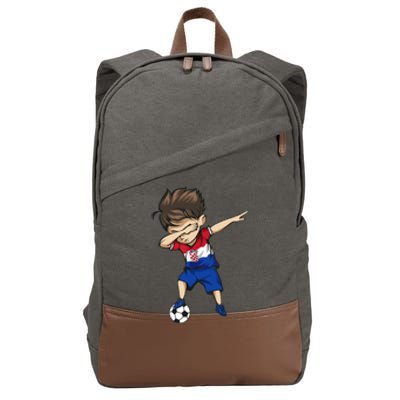 Dabbing Soccer Boy Croatia Jersey Croatian Football Cotton Canvas Backpack