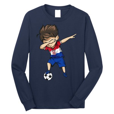 Dabbing Soccer Boy Croatia Jersey Croatian Football Long Sleeve Shirt