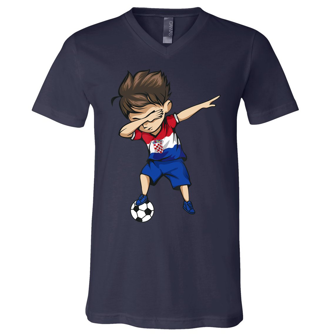 Dabbing Soccer Boy Croatia Jersey Croatian Football V-Neck T-Shirt