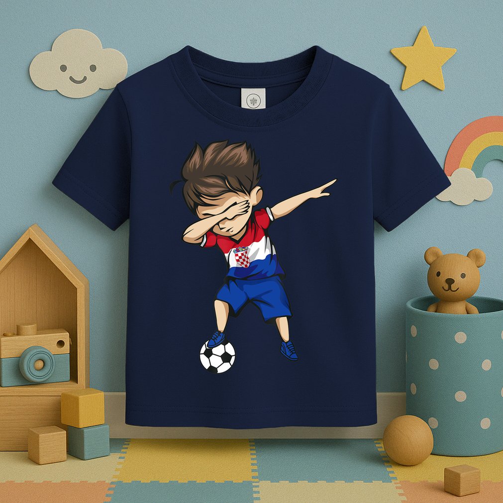 Dabbing Soccer Boy Croatia Jersey Croatian Football Toddler T-Shirt