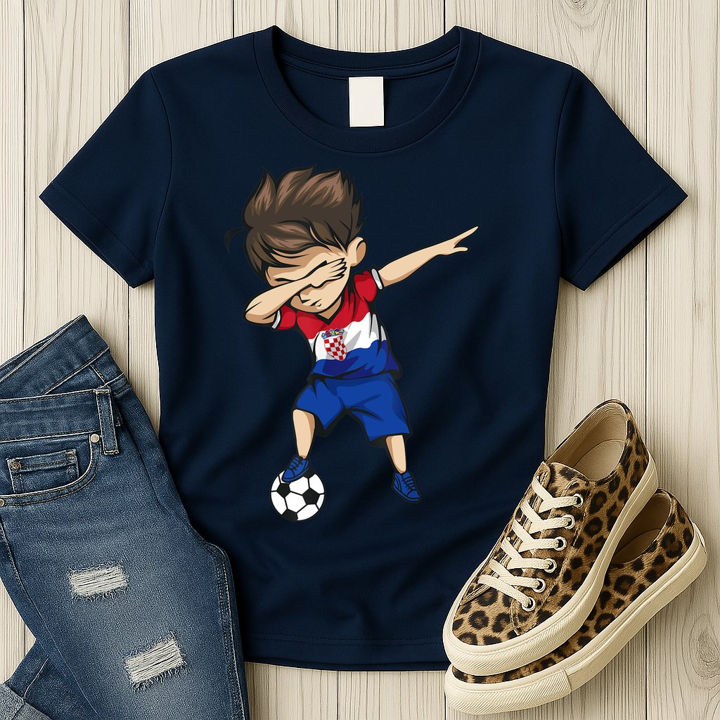 Dabbing Soccer Boy Croatia Jersey Croatian Football Womens T-Shirt