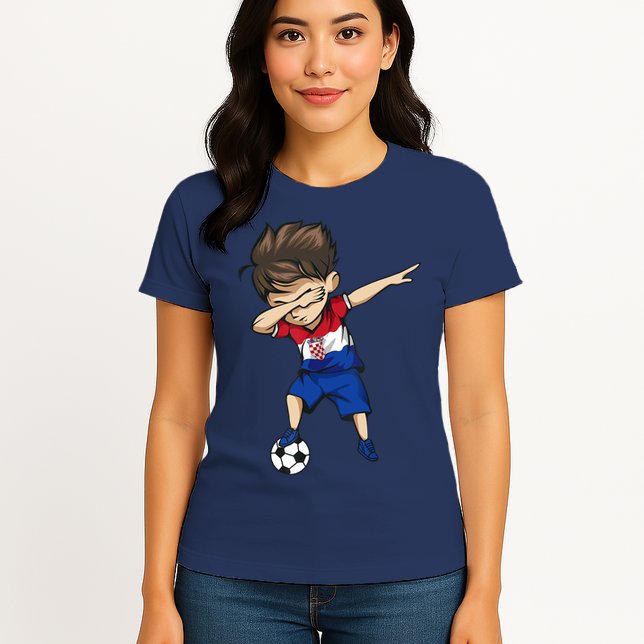 Dabbing Soccer Boy Croatia Jersey Croatian Football Womens T-Shirt
