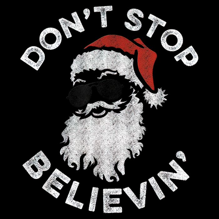 Don't Stop Believin' Cool Shades Santa Long Sleeve Shirt
