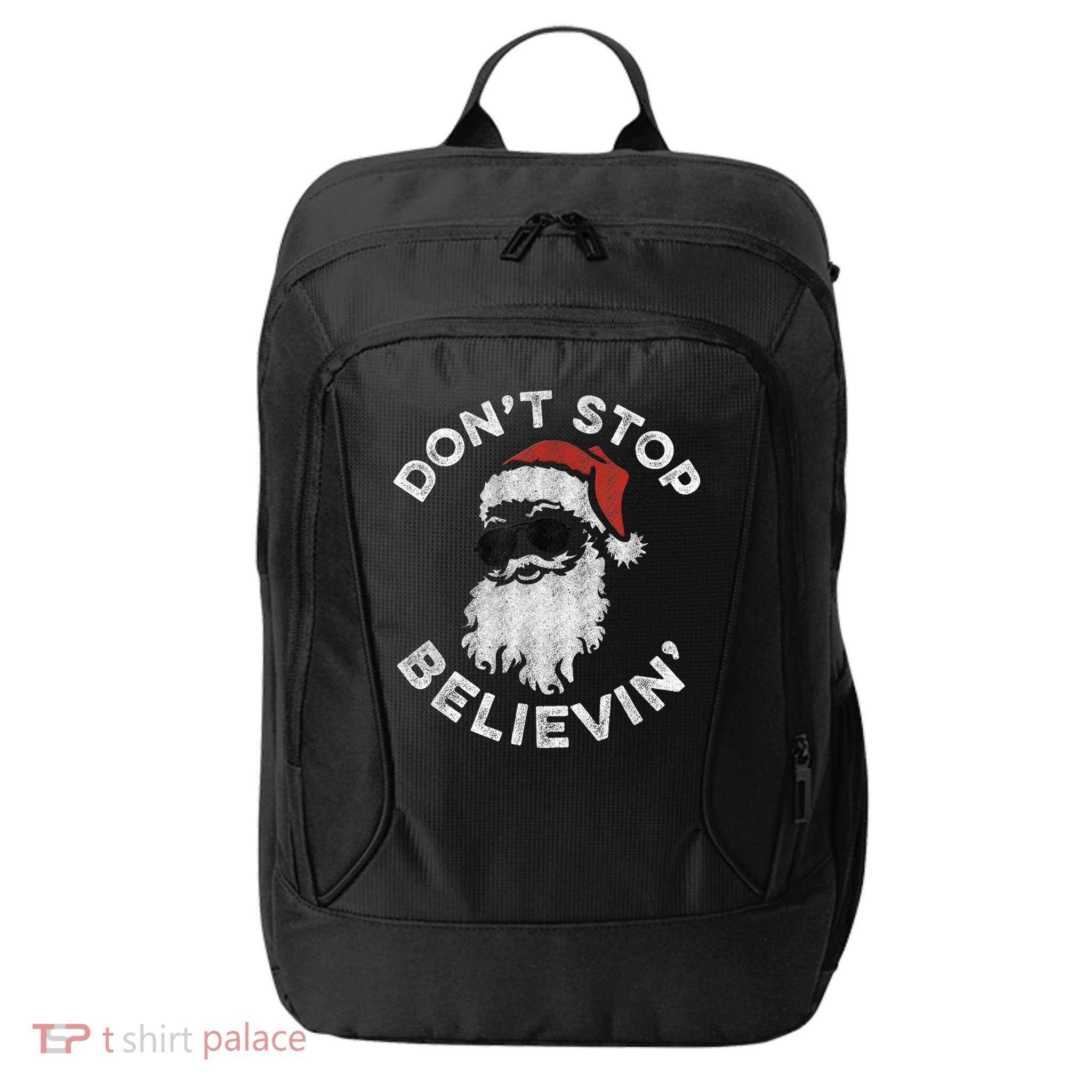 Don't Stop Believin' Cool Shades Santa City Backpack