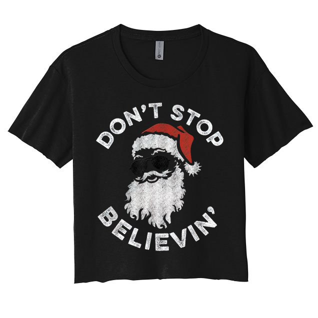 Don't Stop Believin' Cool Shades Santa Crop Top