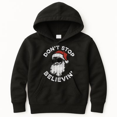 Don't Stop Believin' Cool Shades Santa Kids Hoodie