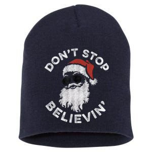 Don't Stop Believin' Cool Shades Santa Short Acrylic Beanie