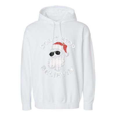 Don't Stop Believin' Cool Shades Santa Garment-Dyed Fleece Hoodie