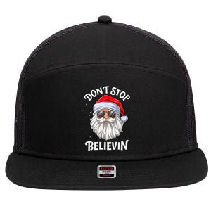 Don't Stop Believin Santa Funny Christmas Boys Gifts 7 Panel Mesh Trucker Snapback Hat