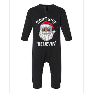 Don't Stop Believin Santa Funny Christmas Boys Gifts Infant Fleece One Piece