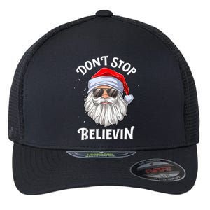 Don't Stop Believin Santa Funny Christmas Boys Gifts Flexfit Unipanel Trucker Cap