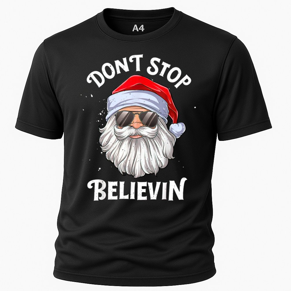 Don't Stop Believin Santa Funny Christmas Boys Gifts Cooling Performance Crew T-Shirt