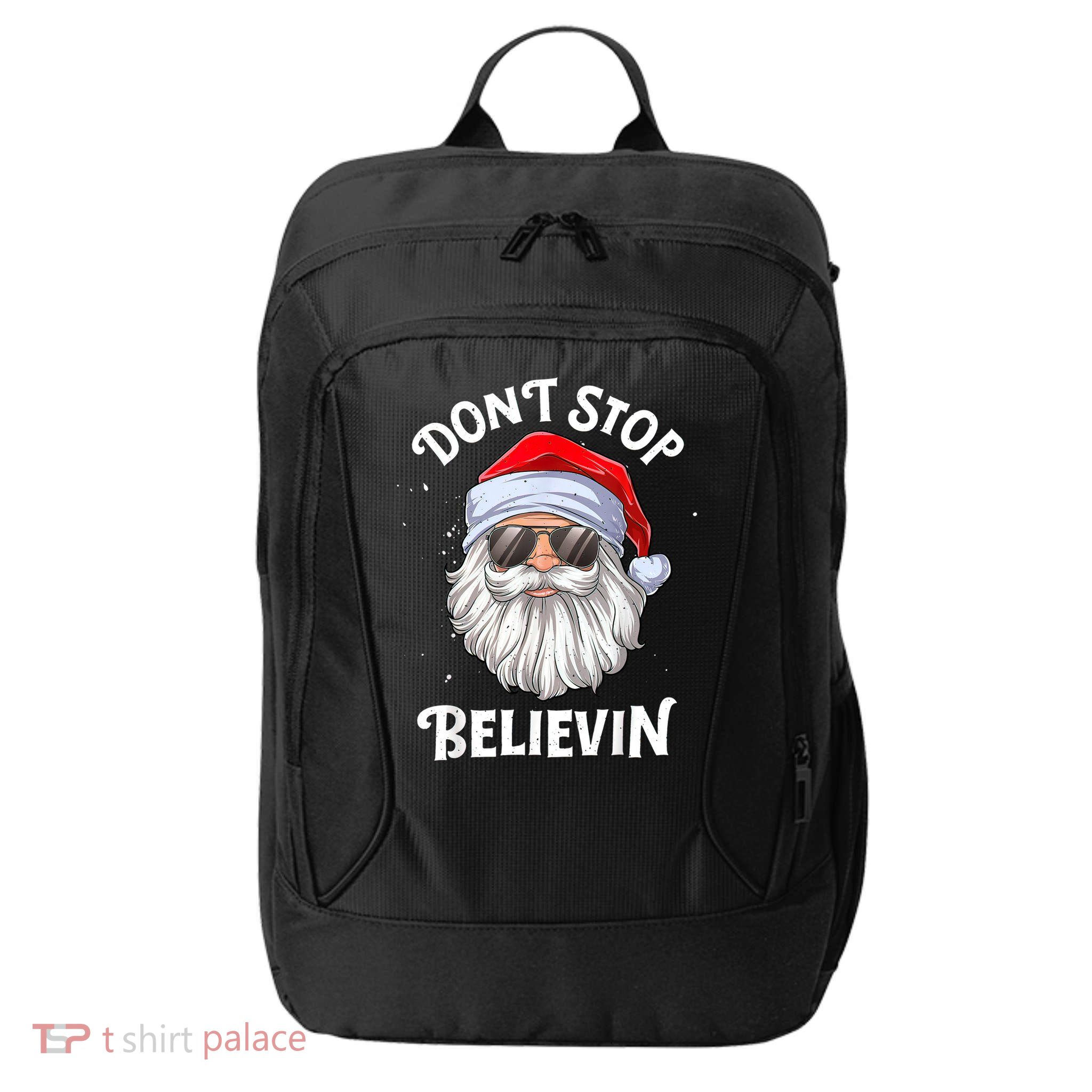 Don't Stop Believin Santa Funny Christmas Boys Gifts City Backpack