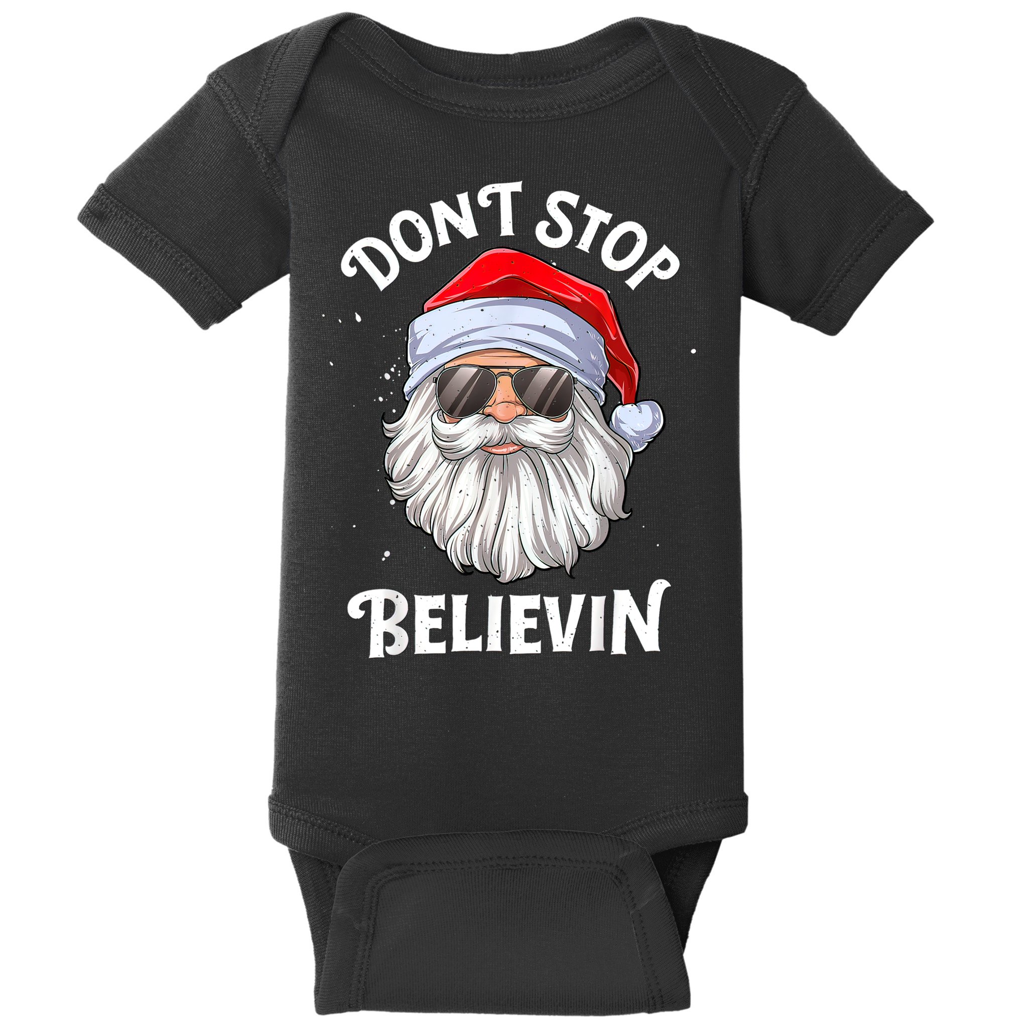 Don't Stop Believin Santa Funny Christmas Boys Gifts Baby Bodysuit