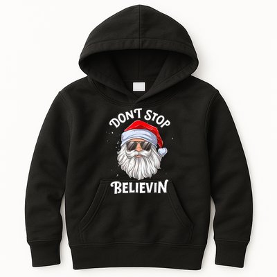 Don't Stop Believin Santa Funny Christmas Boys Gifts Kids Hoodie