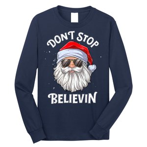 Don't Stop Believin Santa Funny Christmas Boys Gifts Long Sleeve Shirt