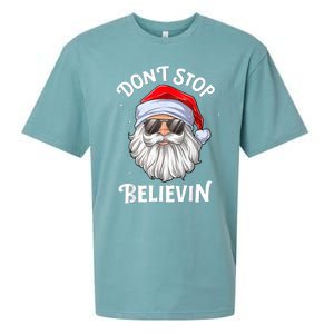 Don't Stop Believin Santa Funny Christmas Boys Gifts Sueded Cloud Jersey T-Shirt