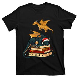 Dragon Santa Book Christmas Lights T-Shirt