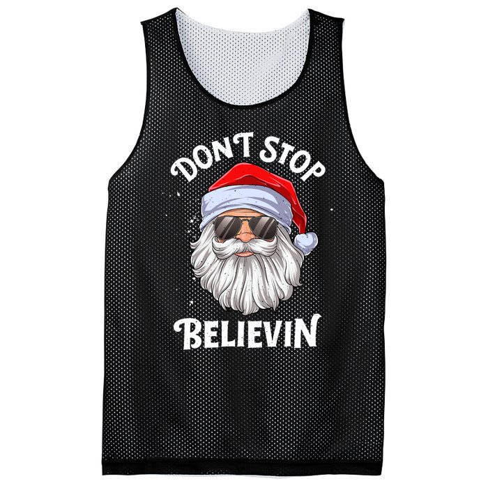 DonT Stop Believin Santa Funny Christmas Teens Gifts Mesh Reversible Basketball Jersey Tank