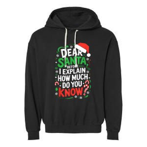 Dear Santa Before I Explain How Much Do You Know Xmas Garment-Dyed Fleece Hoodie