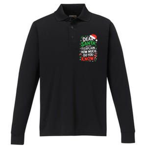 Dear Santa Before I Explain How Much Do You Know Xmas Performance Long Sleeve Polo