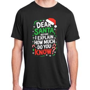 Dear Santa Before I Explain How Much Do You Know Xmas Adult ChromaSoft Performance T-Shirt