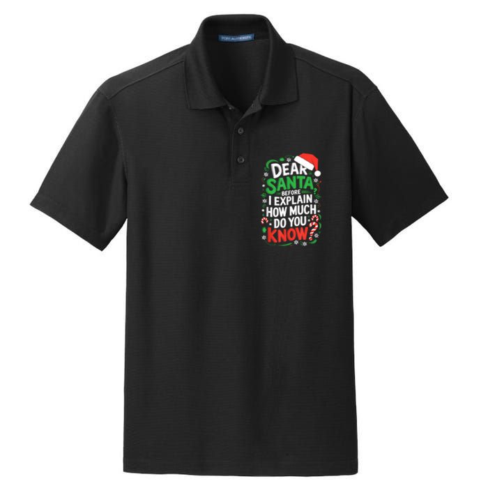 Dear Santa Before I Explain How Much Do You Know Xmas Dry Zone Grid Polo