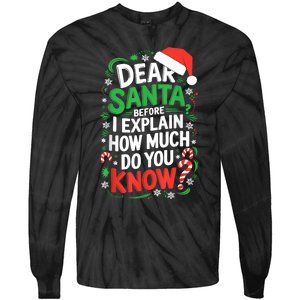 Dear Santa Before I Explain How Much Do You Know Xmas Tie-Dye Long Sleeve Shirt