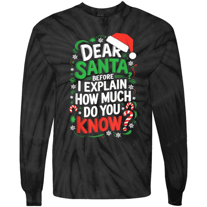 Dear Santa Before I Explain How Much Do You Know Xmas Tie-Dye Long Sleeve Shirt