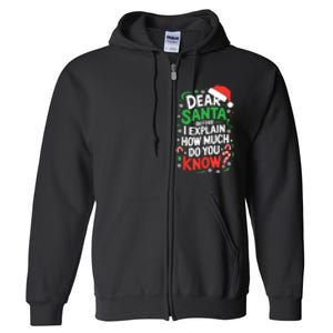 Dear Santa Before I Explain How Much Do You Know Xmas Full Zip Hoodie