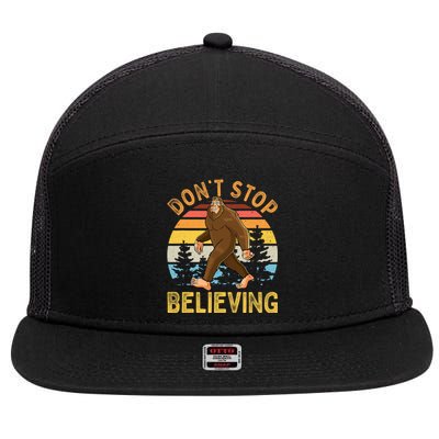 Dont Stop Believing Funny BigFoot Men Women Kids 7 Panel Mesh Trucker Snapback Hat