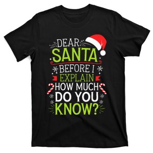 Dear Santa Before I Explain How Much Do You Know Xmas T-Shirt