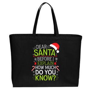 Dear Santa Before I Explain How Much Do You Know Xmas Cotton Canvas Jumbo Tote