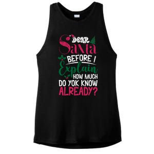 Dear Santa Before I Explain How Much Do You Know Already Ladies PosiCharge Tri-Blend Wicking Tank