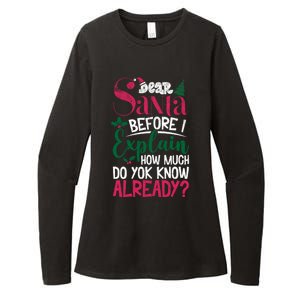 Dear Santa Before I Explain How Much Do You Know Already Womens CVC Long Sleeve Shirt