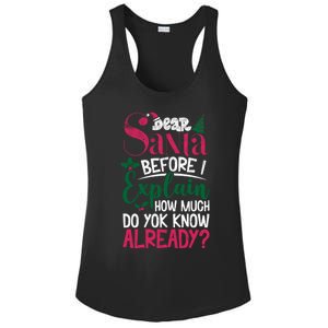 Dear Santa Before I Explain How Much Do You Know Already Ladies PosiCharge Competitor Racerback Tank