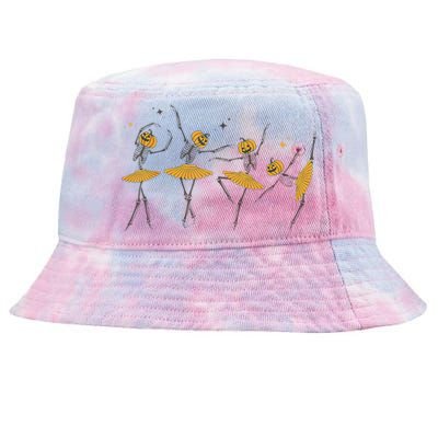 Dancing Skeleton Ballerina Ballet Dance Halloween Women Girl Tie-Dyed Bucket Hat