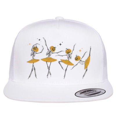 Dancing Skeleton Ballerina Ballet Dance Halloween Women Girl Flat Bill Trucker Hat