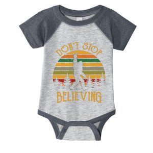 DonT Stop Believing Bigfoot Rock & Roll Retro Sasquatch Infant Baby Jersey Bodysuit