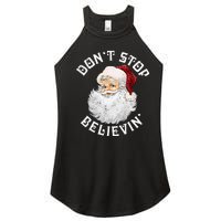 Don't Stop Believin Christmas Santa Pajamas Xmas Women’s Perfect Tri Rocker Tank