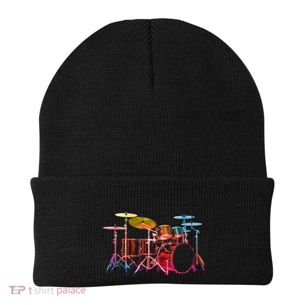Drum Set (Bold Digital Colors) Knit Cap Winter Beanie