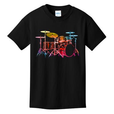 Drum Set (Bold Digital Colors) Kids T-Shirt