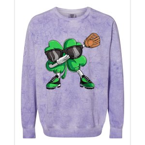 Dabbing Shamrock Baseball, St Patricks Day Colorblast Crewneck Sweatshirt